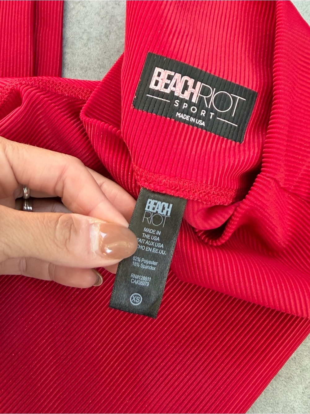 Beach Riot Bright Red Ribbed High-Waist Leggings - Picture 2 of 2